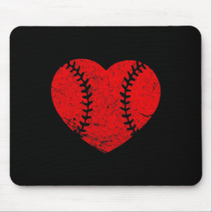 Vintage Baseball Heart Valentine's Day Boys Girls  Mouse Mat