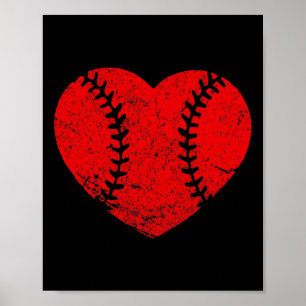 Vintage Baseball Heart Valentine's Day Boys Girls Poster