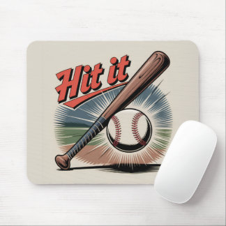 Vintage Baseball "Hit It" Retro Sports Mouse Mat