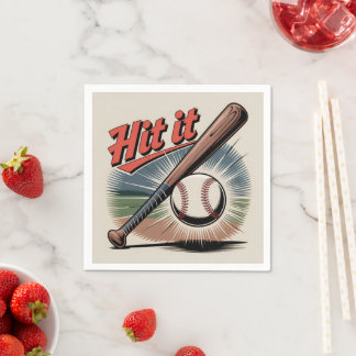 Vintage Baseball "Hit It" Retro Sports Napkin