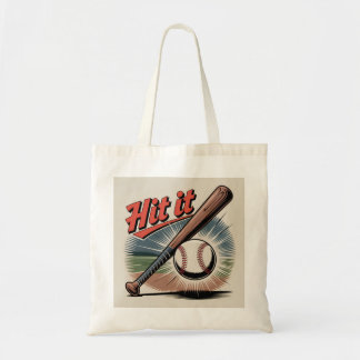 Vintage Baseball "Hit It" Retro Sports Tote Bag