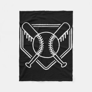 Vintage Baseball Home Plate Boys Baseball Bat Base Fleece Blanket