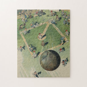 Vintage Baseball Home Run - Birds Eye View Jigsaw Puzzle