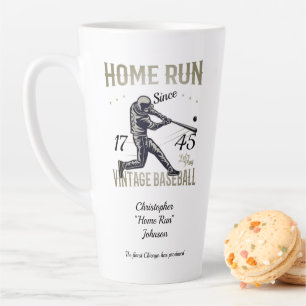 Vintage Baseball Home Run Personalised Latte Mug