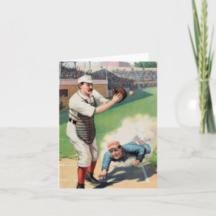 Vintage Baseball Illustration Card