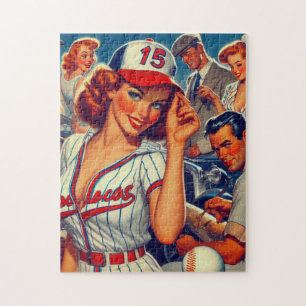 Vintage Baseball Illustration Jigsaw Puzzle