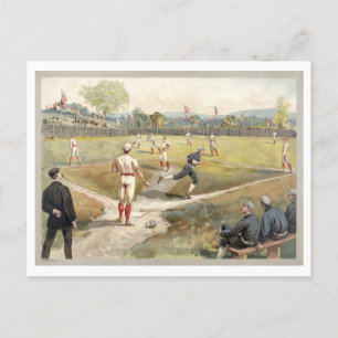 Vintage Baseball Illustration Postcard