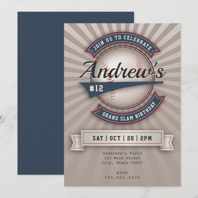 Vintage Baseball Invitation (Front/Back)