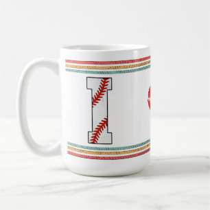 Vintage Baseball Letter I Retro Birthday Athlete Coffee Mug