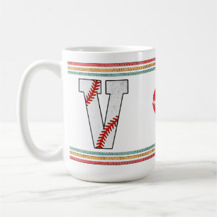 Vintage Baseball Letter V Retro Birthday Athlete Coffee Mug