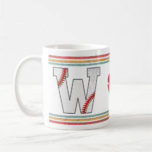 Vintage Baseball Letter W Retro Birthday Athlete Coffee Mug