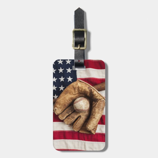 Vintage Baseball Luggage Tag (Front Vertical)