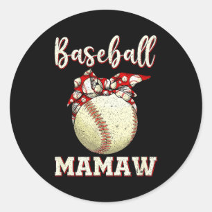 Vintage baseball mamaw womens softball leopard classic round sticker