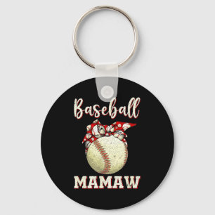 Vintage baseball mamaw womens softball leopard key ring