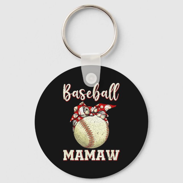 Vintage baseball mamaw womens softball leopard key ring (Front)