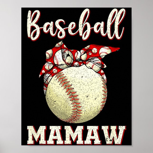 Vintage baseball mamaw womens softball leopard poster (Front)