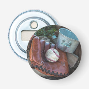 Vintage Baseball Mit and Ball Baseball Glove Amer Bottle Opener