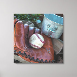 Vintage Baseball Mit and Ball Baseball Glove Amer Canvas Print