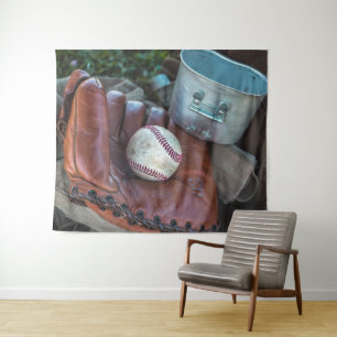 Vintage Baseball Mit and Ball Baseball Glove Amer Tapestry