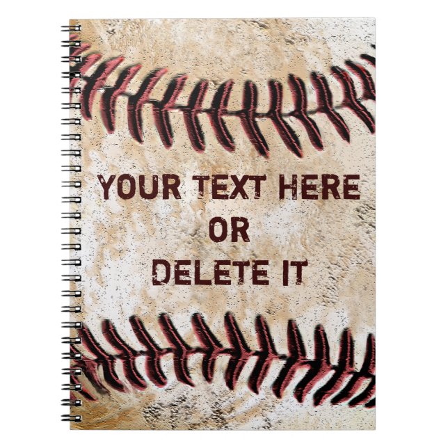 Vintage Baseball Notebooks Personalised YOUR TEXT (Front)