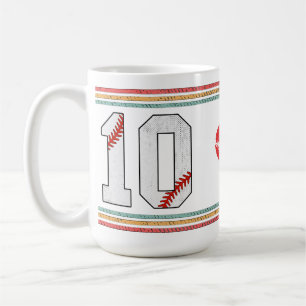 Vintage Baseball Number 10 Retro Birthday Athlete Coffee Mug