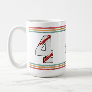 Vintage Baseball Number 4 Retro Birthday Athlete Coffee Mug