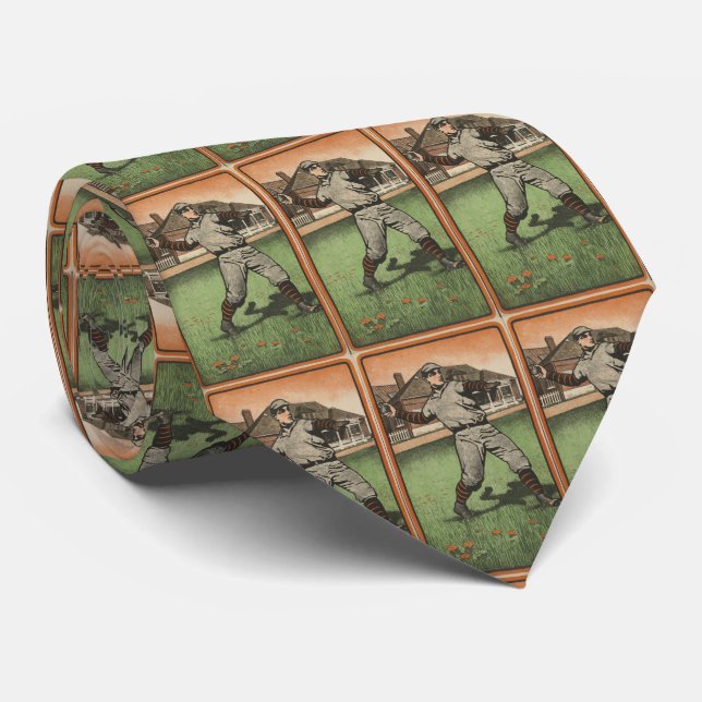 Vintage Baseball Outfielder Illustration (1903) Tie (Rolled)