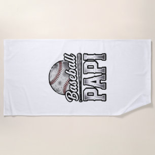 Vintage Baseball Papi Distressed Dad Shirt Design_ Beach Towel