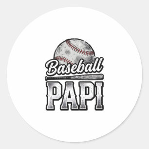 Vintage Baseball Papi Distressed Dad Shirt Design_ Classic Round Sticker