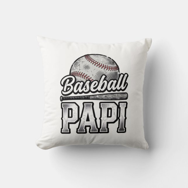 Vintage Baseball Papi Distressed Dad Shirt Design_ Cushion (Front)
