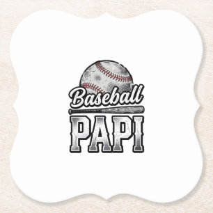 Vintage Baseball Papi Distressed Dad Shirt Design_ Paper Coaster