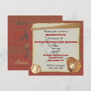 Vintage Baseball Party Invitation Card