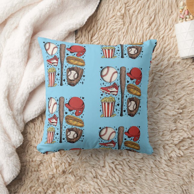 Vintage Baseball Pattern Cushion (Blanket)