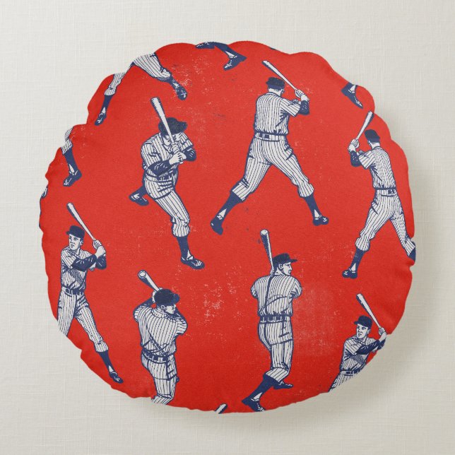 Vintage Baseball pattern Round Cushion (Front)