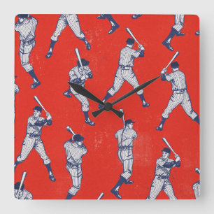 Vintage Baseball pattern Square Wall Clock
