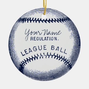 Vintage Baseball, personalised ball Ceramic Tree Decoration