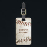 Vintage Baseball Personalised Luggage Tag<br><div class="desc">A photo of a worn vintage baseball provides the background for this personalised luggage tag. Add your name in distressed grunge sans serif font in a shade of reddish brown that matches the stitching. Customise the reverse side with your name and contact information in white on a matching reddish brown...</div>