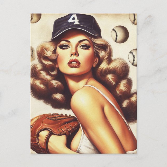 Vintage Baseball Pin-Up Postcard (Front)
