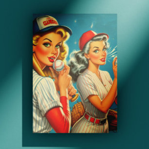 Vintage Baseball Pin-Ups Postcard