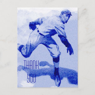 Vintage Baseball Pitcher Thank You Postcard