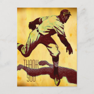 Vintage Baseball Pitcher Thank You Postcard