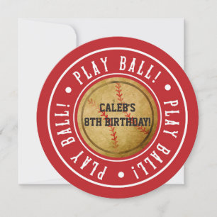 Vintage Baseball PLAY BALL Red Party Invitation