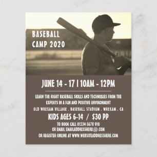 Vintage Baseball Player, Baseball Camp Advertising Flyer