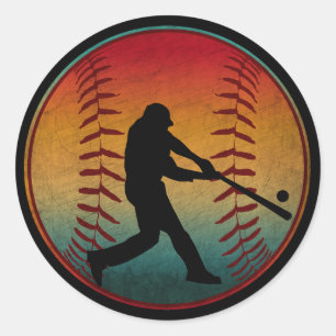 Vintage Baseball Player Classic Round Sticker