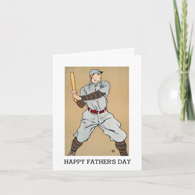 Vintage Baseball Player Happy Father's Day Card (Front)