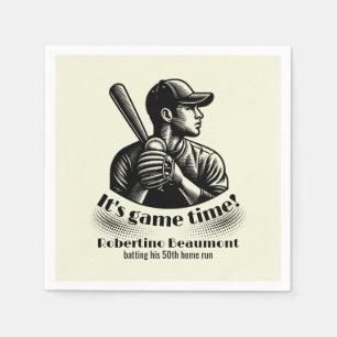 Vintage Baseball Player Men's 50th Birthday Napkin