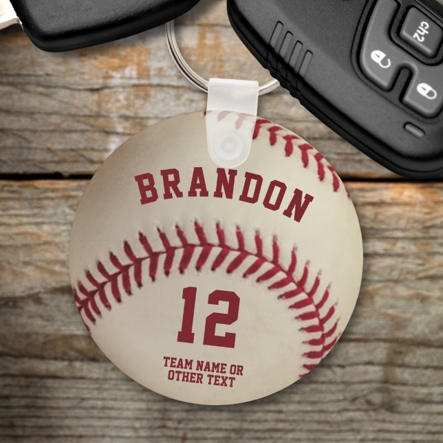 Vintage Baseball Player Name Number Personalized Key Ring