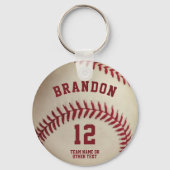 Vintage Baseball Player Name Number Personalized Key Ring (Back)
