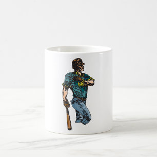 Vintage Baseball Player Retro Sports Artwork  Coffee Mug
