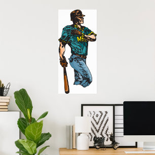 Vintage Baseball Player Retro Sports Artwork  Poster